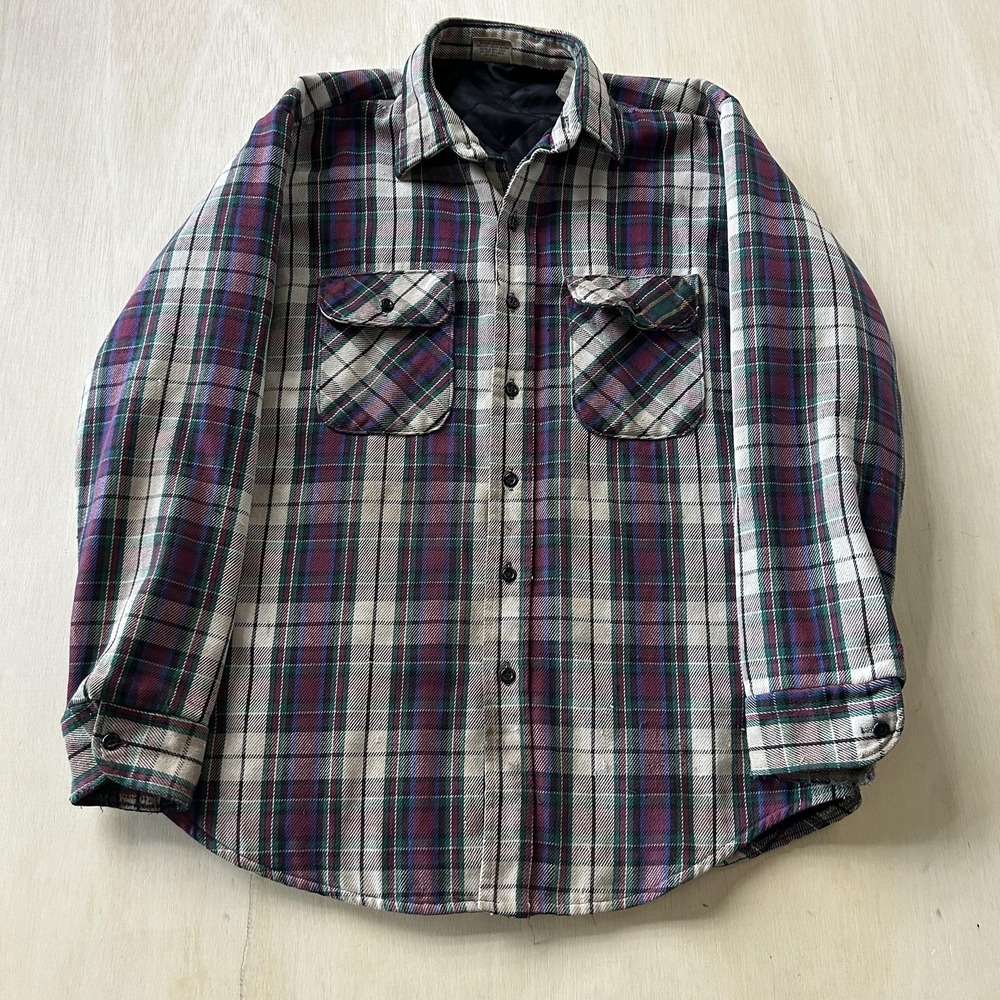 Vintage FiveBrother Shirt Mens Large Multicolor Plaid Lined Flannel Shacket